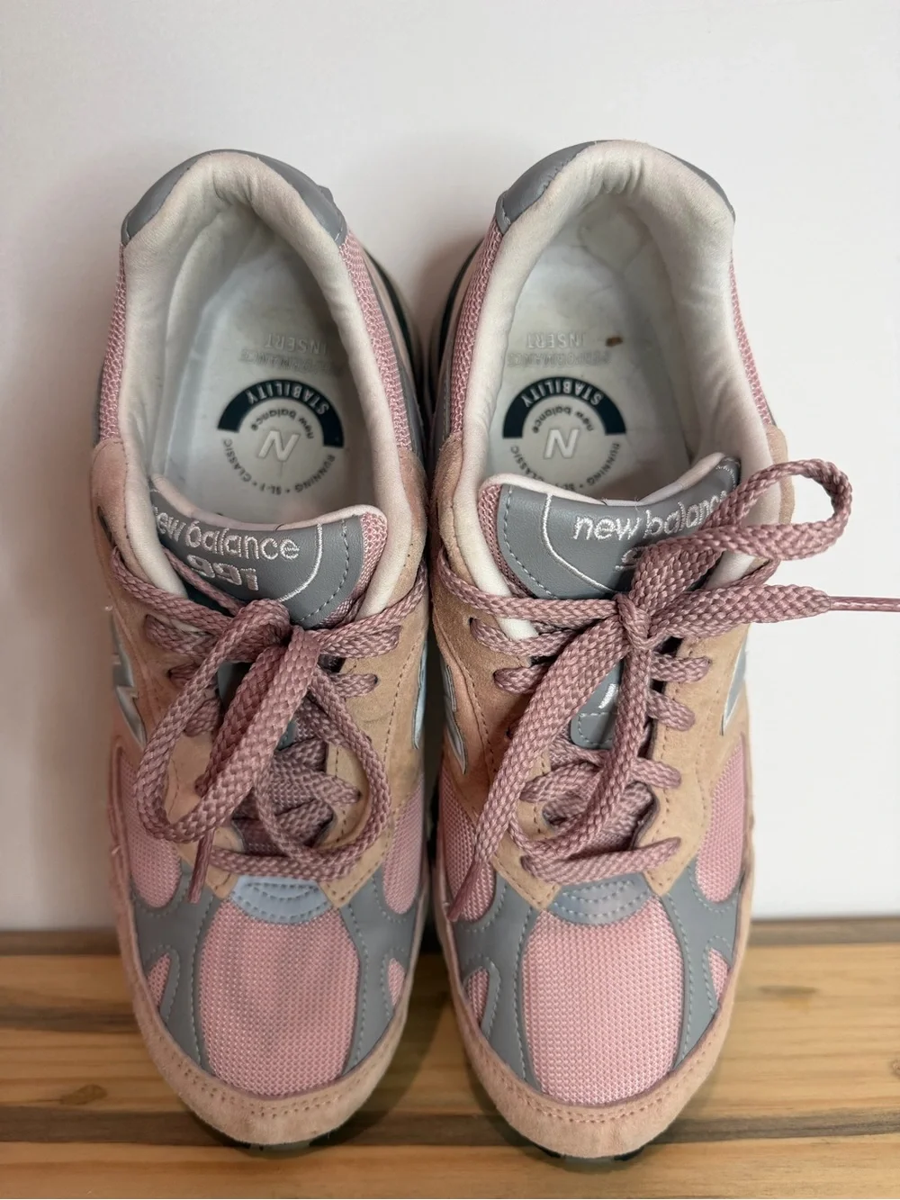 New Balance Women's Pink & Gray Tan Suede Mesh Sneakers